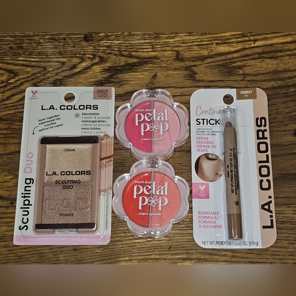L.A. COLORS Sculpting Duo, AOA Studio Petal Pop Blushes, LA Colors Contour Stick